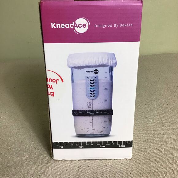 KneadAce Sourdough Starter Jar With Date Marked Feeding Band, Thermometer, NWT - Picture 10 of 14